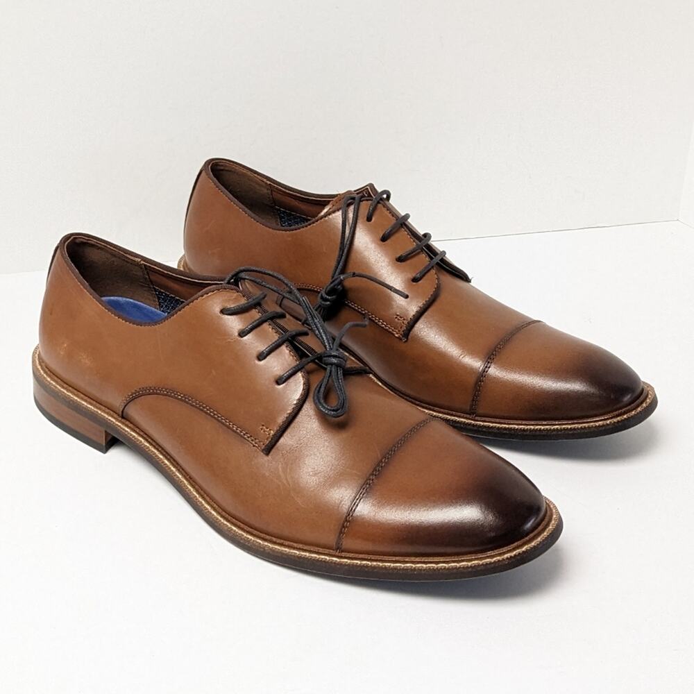 Vince Camuto Lamson Cap Toe Oxford, Brown Leather, Men's 13 M